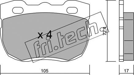 Fri.Tech. 180.1 - Тормозные колодки, дисковые, комплект autospares.lv