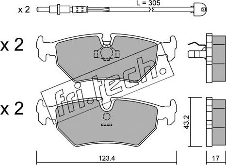 Fri.Tech. 182.1W - Тормозные колодки, дисковые, комплект autospares.lv