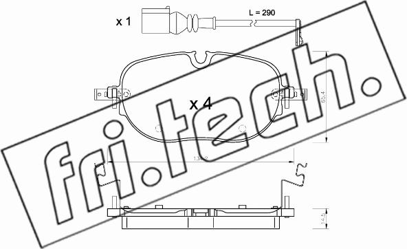 Fri.Tech. 1318.0 - Тормозные колодки, дисковые, комплект autospares.lv