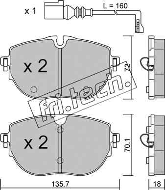 Fri.Tech. 1321.0 - Тормозные колодки, дисковые, комплект autospares.lv