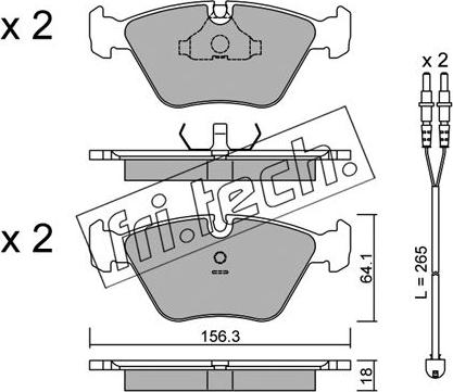 Fri.Tech. 124.2W - Тормозные колодки, дисковые, комплект autospares.lv