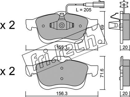 Fri.Tech. 840.1 - Тормозные колодки, дисковые, комплект autospares.lv