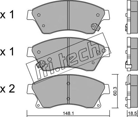 Fri.Tech. 855.0 - Тормозные колодки, дисковые, комплект autospares.lv