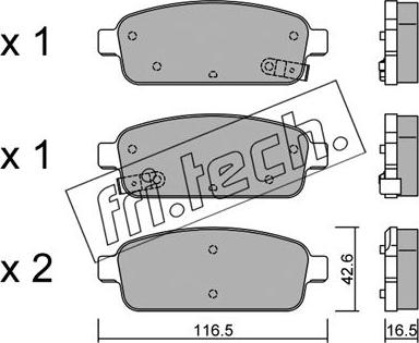 Fri.Tech. 857.0 - Тормозные колодки, дисковые, комплект autospares.lv