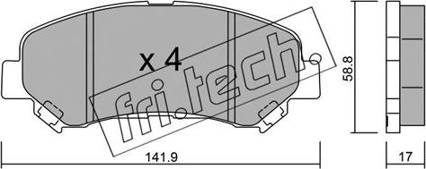 Fri.Tech. 808.0 - Тормозные колодки, дисковые, комплект autospares.lv