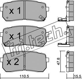 Fri.Tech. 802.0 - Тормозные колодки, дисковые, комплект autospares.lv