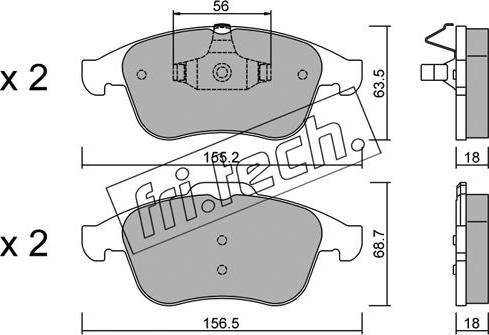 Fri.Tech. 819.1 - Тормозные колодки, дисковые, комплект autospares.lv