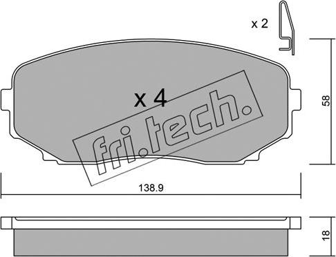 Fri.Tech. 889.0 - Тормозные колодки, дисковые, комплект autospares.lv