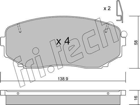 Fri.Tech. 889.1 - Тормозные колодки, дисковые, комплект autospares.lv