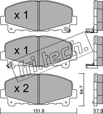 Fri.Tech. 884.0 - Тормозные колодки, дисковые, комплект autospares.lv