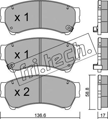 Fri.Tech. 886.0 - Тормозные колодки, дисковые, комплект autospares.lv