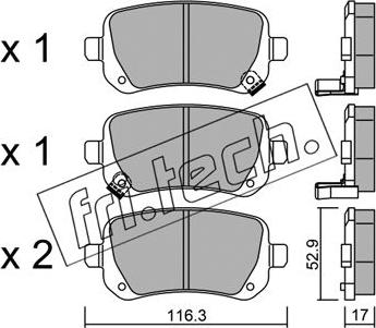 Fri.Tech. 881.0 - Тормозные колодки, дисковые, комплект autospares.lv