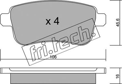 Fri.Tech. 834.0 - Тормозные колодки, дисковые, комплект autospares.lv