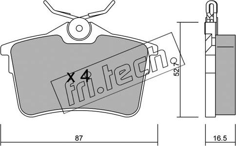 Fri.Tech. 832.0 - Тормозные колодки, дисковые, комплект autospares.lv