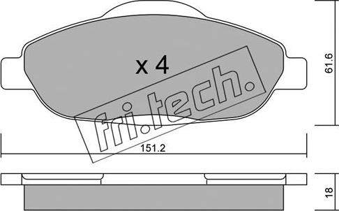 Fri.Tech. 820.0 - Тормозные колодки, дисковые, комплект autospares.lv