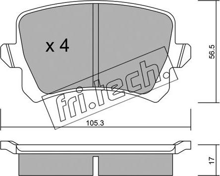 Fri.Tech. 822.0 - Тормозные колодки, дисковые, комплект autospares.lv