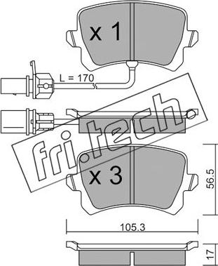 Fri.Tech. 822.1 - Тормозные колодки, дисковые, комплект autospares.lv