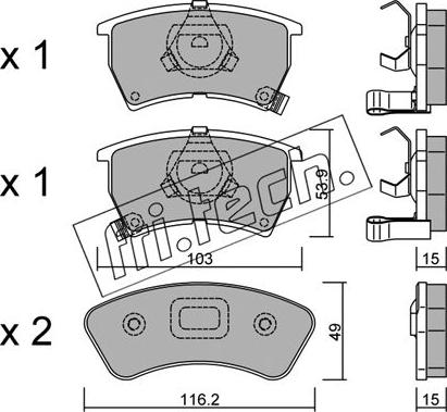 Fri.Tech. 395.0 - Тормозные колодки, дисковые, комплект autospares.lv