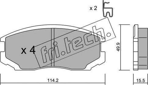 Fri.Tech. 391.0 - Тормозные колодки, дисковые, комплект autospares.lv