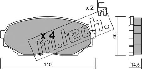 Fri.Tech. 397.0 - Тормозные колодки, дисковые, комплект autospares.lv