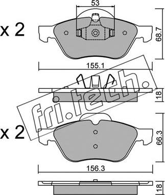 Fri.Tech. 344.0 - Тормозные колодки, дисковые, комплект autospares.lv