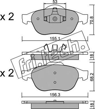 Fri.Tech. 345.0 - Тормозные колодки, дисковые, комплект autospares.lv