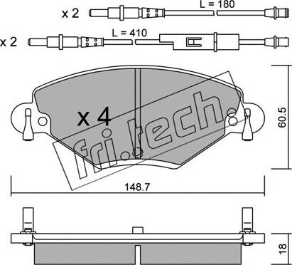 Fri.Tech. 340.0 - Тормозные колодки, дисковые, комплект autospares.lv