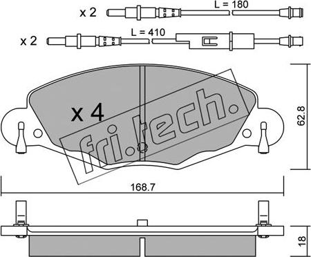 Fri.Tech. 341.0 - Тормозные колодки, дисковые, комплект autospares.lv