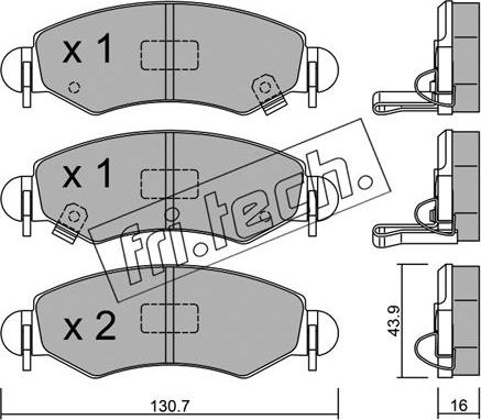 Fri.Tech. 348.1 - Тормозные колодки, дисковые, комплект autospares.lv