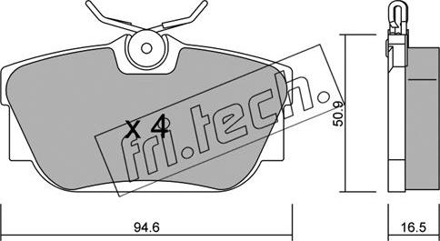 Fri.Tech. 355.0 - Тормозные колодки, дисковые, комплект autospares.lv