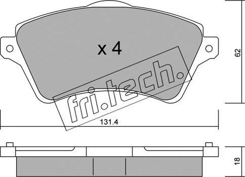 Fri.Tech. 358.0 - Тормозные колодки, дисковые, комплект autospares.lv