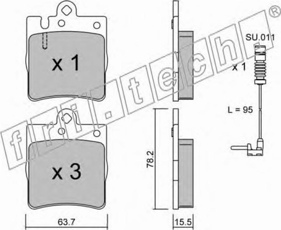 Fri.Tech. 3530W - Тормозные колодки, дисковые, комплект autospares.lv