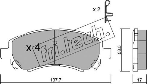 Fri.Tech. 304.0 - Тормозные колодки, дисковые, комплект autospares.lv