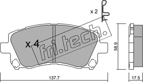 Fri.Tech. 305.0 - Тормозные колодки, дисковые, комплект autospares.lv