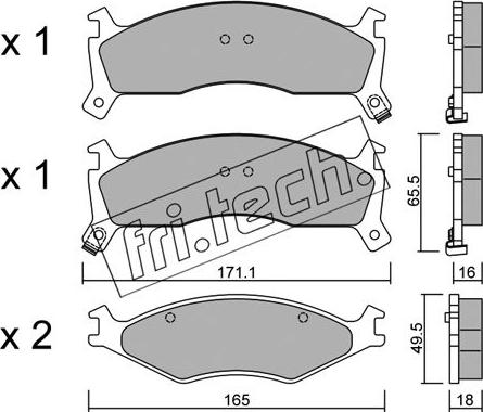 Fri.Tech. 384.0 - Тормозные колодки, дисковые, комплект autospares.lv