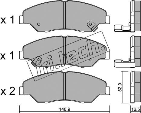 Fri.Tech. 385.0 - Тормозные колодки, дисковые, комплект autospares.lv