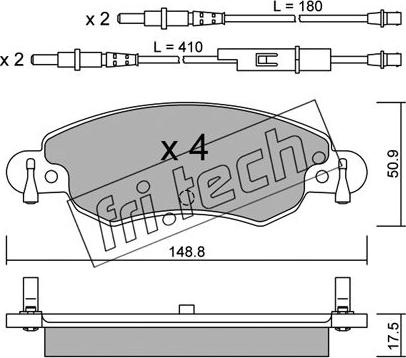 Fri.Tech. 339.0 - Тормозные колодки, дисковые, комплект autospares.lv