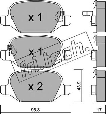 Fri.Tech. 333.4 - Тормозные колодки, дисковые, комплект autospares.lv