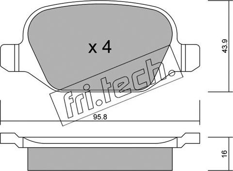 Fri.Tech. 333.1 - Тормозные колодки, дисковые, комплект autospares.lv