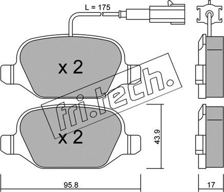 Fri.Tech. 333.2 - Тормозные колодки, дисковые, комплект autospares.lv