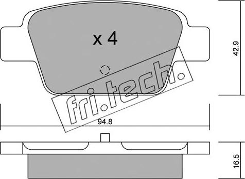 Fri.Tech. 332.0 - Тормозные колодки, дисковые, комплект autospares.lv