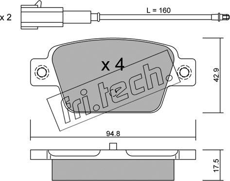 Fri.Tech. 332.1 - Тормозные колодки, дисковые, комплект autospares.lv