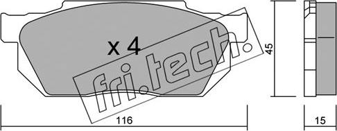 Fri.Tech. 256.0 - Тормозные колодки, дисковые, комплект autospares.lv