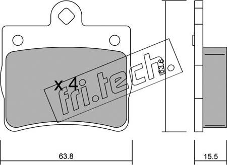 Fri.Tech. 264.0 - Тормозные колодки, дисковые, комплект autospares.lv