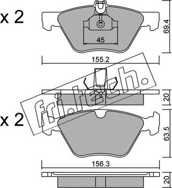 Fri.Tech. 261.0 - Тормозные колодки, дисковые, комплект autospares.lv