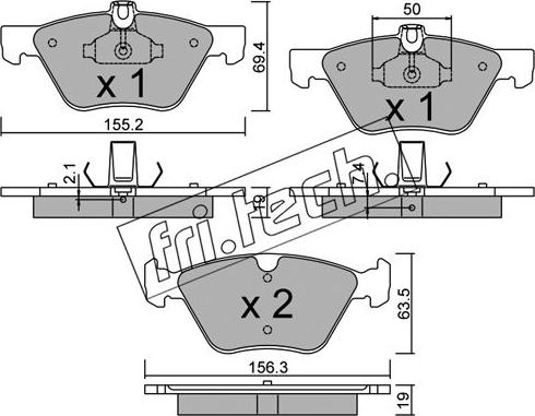 Fri.Tech. 261.1 - Тормозные колодки, дисковые, комплект autospares.lv