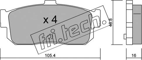 Fri.Tech. 200.0 - Тормозные колодки, дисковые, комплект autospares.lv