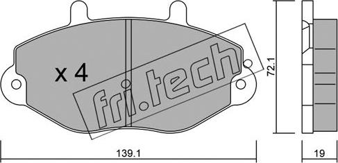 Fri.Tech. 202.0 - Тормозные колодки, дисковые, комплект autospares.lv