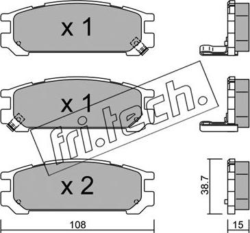 Fri.Tech. 213.0 - Тормозные колодки, дисковые, комплект autospares.lv