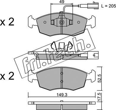 Fri.Tech. 283.4 - Тормозные колодки, дисковые, комплект autospares.lv